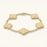 Four Leaf Clover In Gold Zirconia