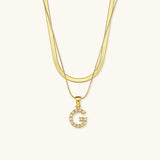 Fiona Layered Gold Initial Letter Necklace