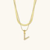Fiona Layered Gold Initial Letter Necklace